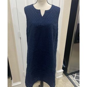 Kim Rogers Sleeveless Dress. Navy Blue Eyelet with polyester lining. Super Nice!